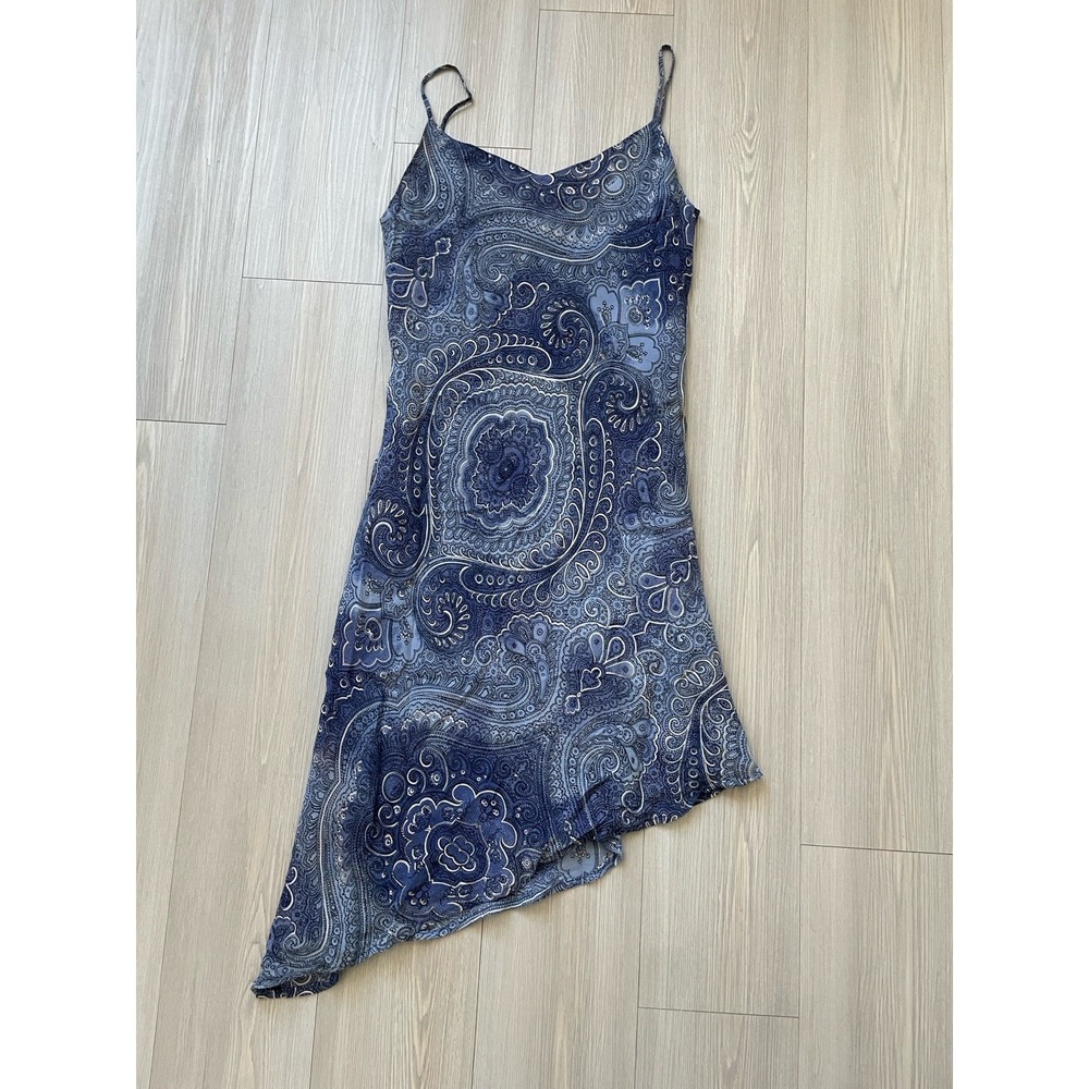 Lapis Asymmetrical Paisley Slip Dress Size Small Vintage Fairy 90s